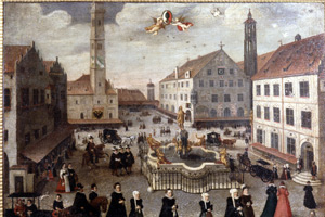 Historischer Blick  auf den damaligen  „Perlachplatz“. Quelle: S.Kerpf/Stadt Augsburg