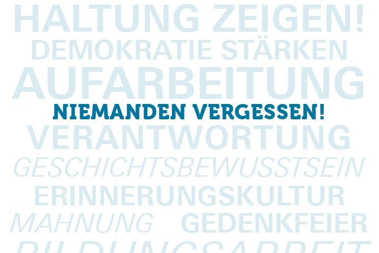 Bild mit Wörtern und Sätzen wie z.B. Niemanden vergessen!