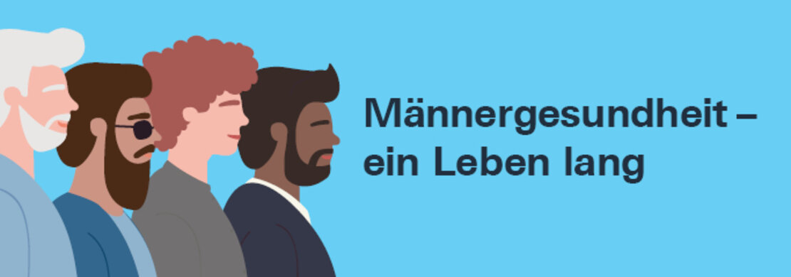 Grafik: vier Männer in reihe schauen in dieselbe Richtung
