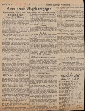  Pressemeldungen über die extremen Witterungsverhältnisse des „Eiswinters“ 1929 (Auswahl); Februar 1929; Zeitungsausschnitte, Papier, diverse Formate; Stadtarchiv Augsburg, HAV, Aktengebiet 3 (Bauwesen) – Bestand 45, Nr. 666.