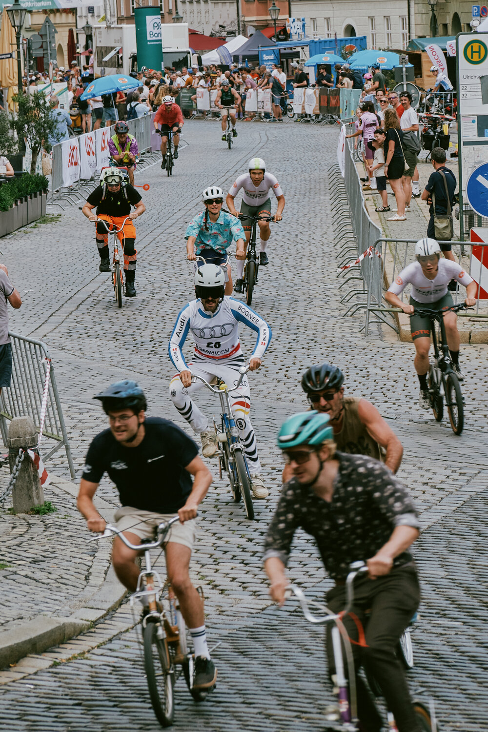 Klappradrennen in der Augsburger Innenstadt