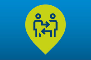 Icon Unternehmensübergabe in grün und blau