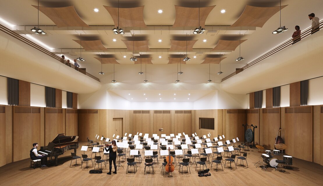 Orchesterprobensaal, Visualisierung: Stadt Augsburg.