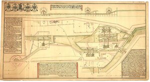 Planskizze des Brunnenmeisters Caspar Walter zur Erneuerung der Pumpwerke am Roten Tor, 1744