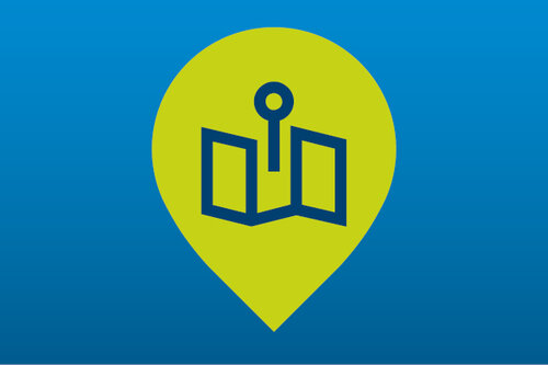 Icon Map in grün und blau