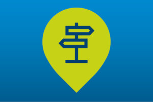 Icon Wegweiser in grün und blau