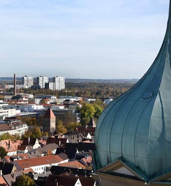 Blick über Augsburg vom Perlachturm aus Richtung Süden,
