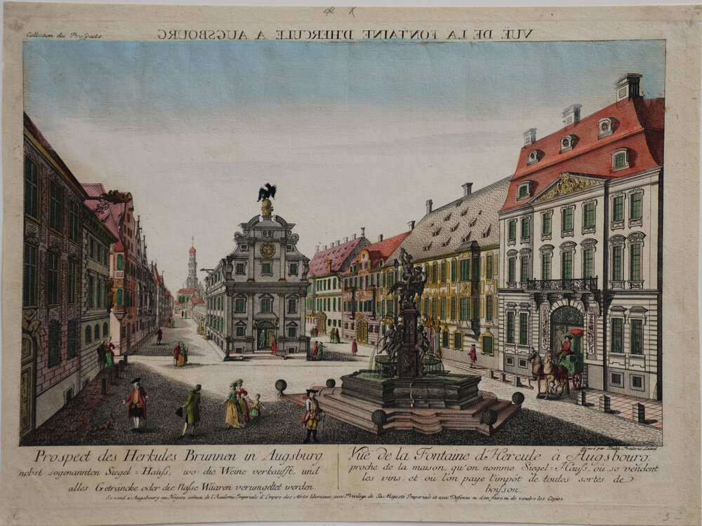 historische radierung des herkulesbrunnens