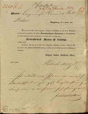Quelle: Zirkularnote über die Verlegung der Kammgarnspinnerei von Nürnberg nach Augsburg (StadtAA, Bestand P1, M 746)