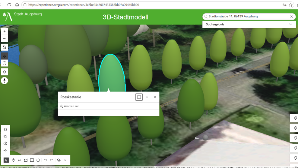 Bild der Startseite "3-D-Darstellung im städtischen Geoportal"