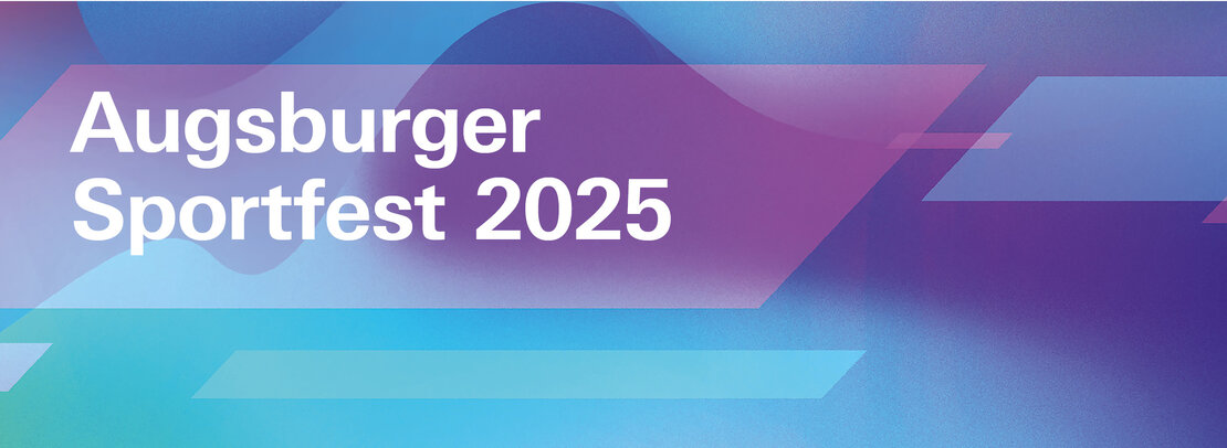 Der Schriftzug Augsburger Sportfest 2025 in blautönen ist zu sehen
